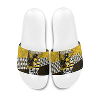 Hawaii Nanakuli High Alumni Custom Slide Sandals Kanaka Arrows Tropical Vibes LT7 Yellow Black - Polynesian Pride