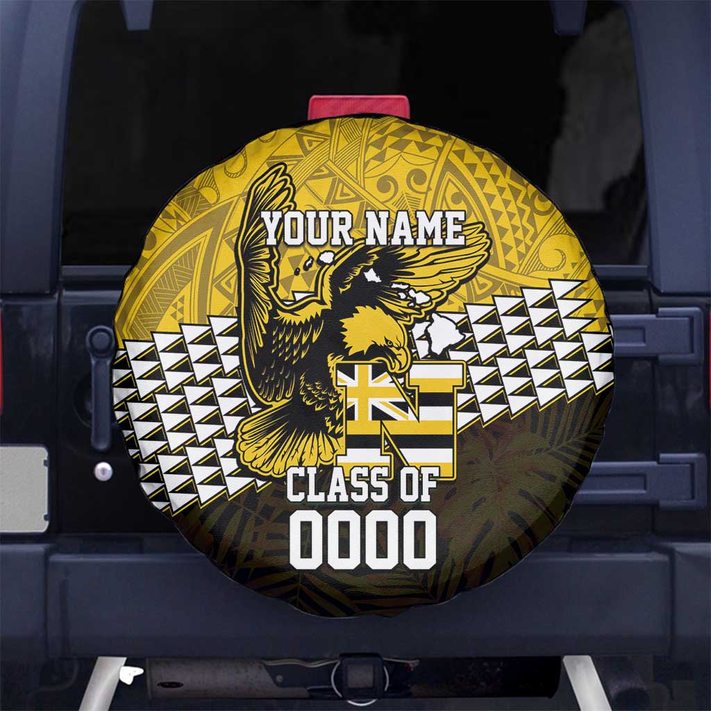 Hawaii Nanakuli High Alumni Custom Spare Tire Cover Kanaka Arrows Tropical Vibes LT7 No hole Yellow Black - Polynesian Pride