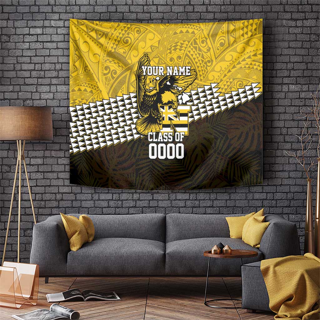 Hawaii Nanakuli High Alumni Custom Tapestry Kanaka Arrows Tropical Vibes LT7 Yellow Black - Polynesian Pride