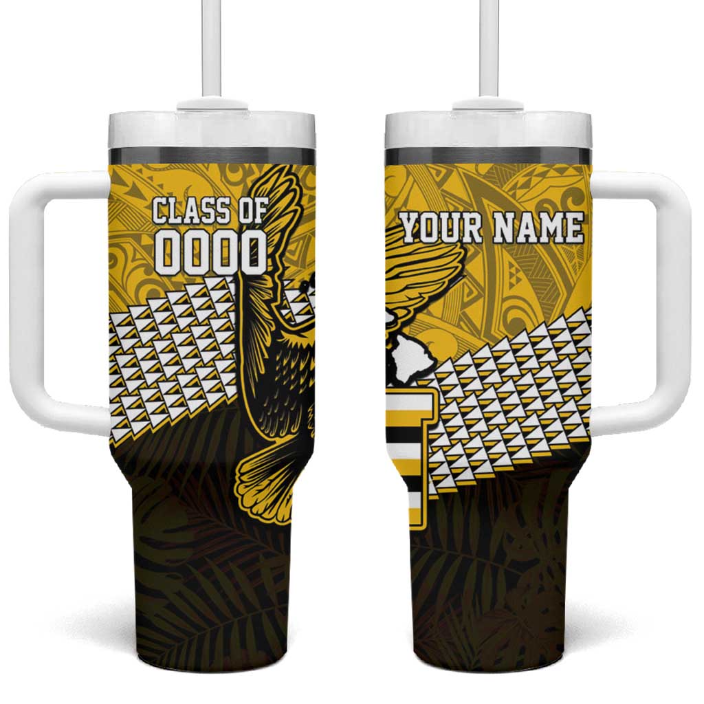 Hawaii Nanakuli High Alumni Custom Tumbler With Handle Kanaka Arrows Tropical Vibes LT7 One Size: 40 oz Yellow Black - Polynesian Pride
