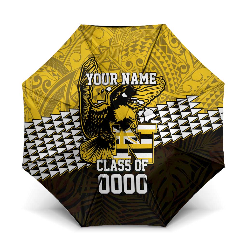 Hawaii Nanakuli High Alumni Custom Umbrella Kanaka Arrows Tropical Vibes LT7 One Size Folded 11.42 inch Opened Diameter 37.4 inch Yellow Black - Polynesian Pride