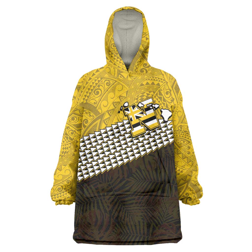 Hawaii Nanakuli High Alumni Custom Wearable Blanket Hoodie Kanaka Arrows Tropical Vibes LT7 One Size Yellow Black - Polynesian Pride