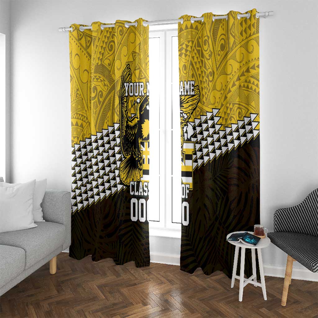 Hawaii Nanakuli High Alumni Custom Window Curtain Kanaka Arrows Tropical Vibes LT7 With Grommets Yellow Black - Polynesian Pride