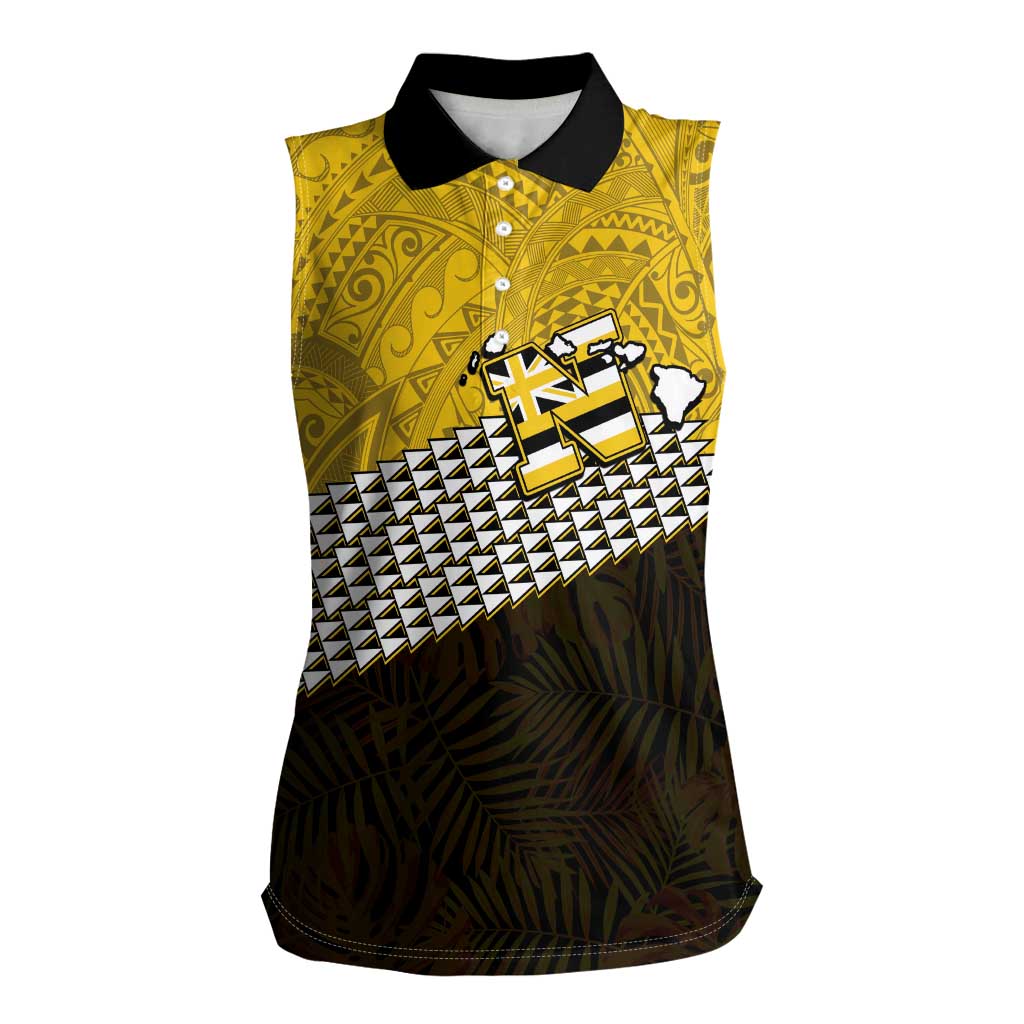 Hawaii Nanakuli High Alumni Custom Women Sleeveless Polo Shirt Kanaka Arrows Tropical Vibes LT7 Female Yellow Black - Polynesian Pride
