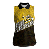 Hawaii Nanakuli High Alumni Custom Women Sleeveless Polo Shirt Kanaka Arrows Tropical Vibes LT7 Female Yellow Black - Polynesian Pride