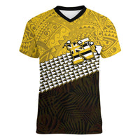 Hawaii Nanakuli High Alumni Custom Women V-Neck T-Shirt Kanaka Arrows Tropical Vibes LT7 Female Yellow Black - Polynesian Pride