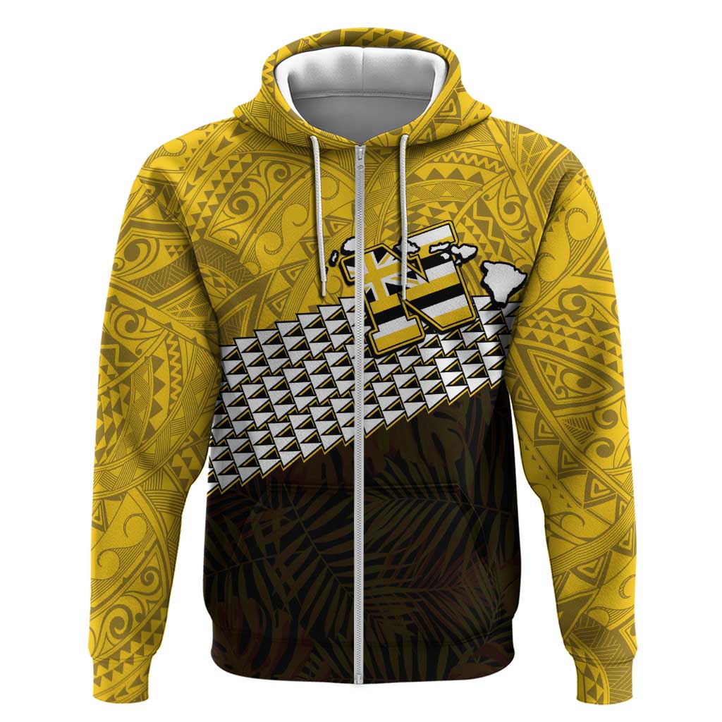 Hawaii Nanakuli High Alumni Custom Zip Hoodie Kanaka Arrows Tropical Vibes LT7 Zip Hoodie Yellow Black - Polynesian Pride