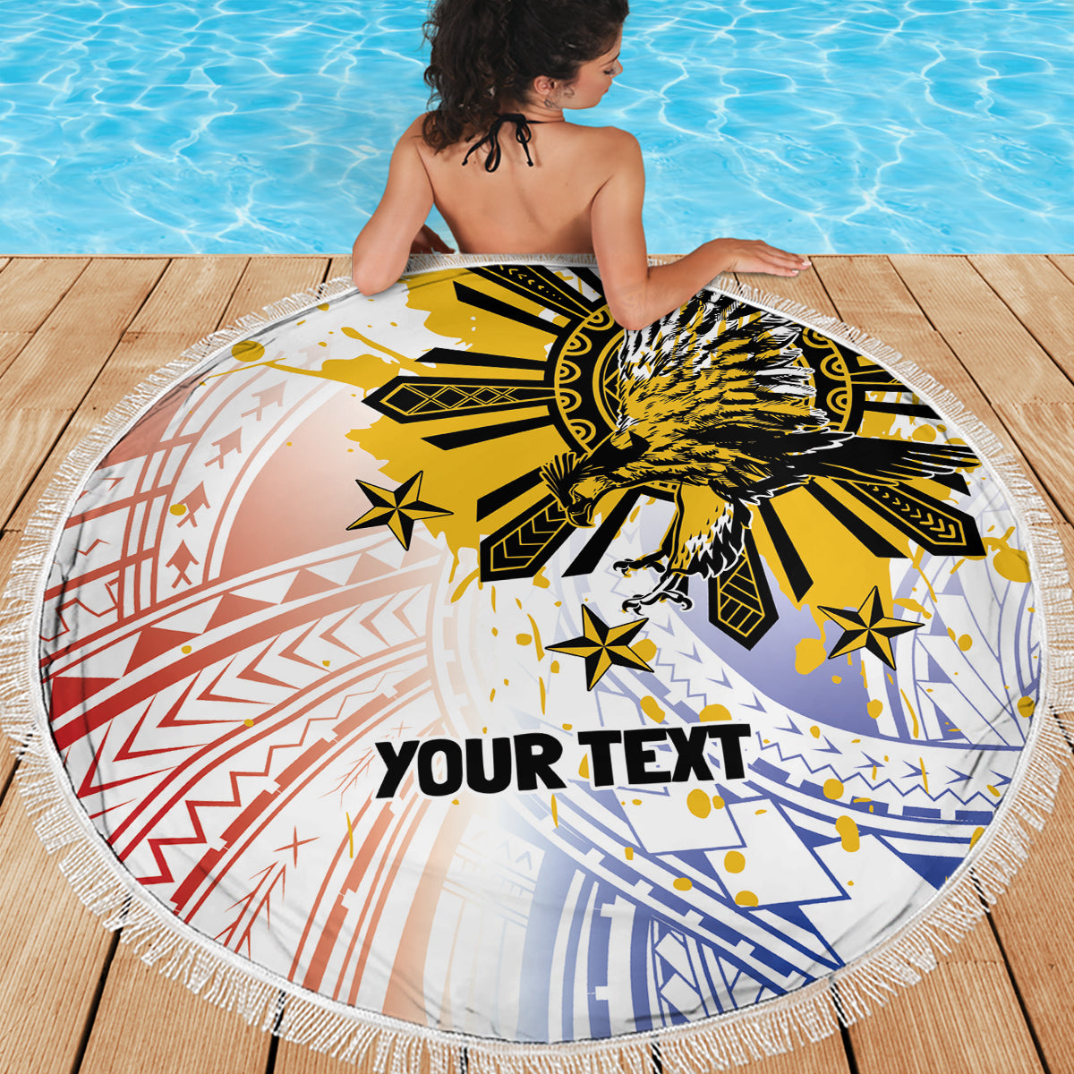 Philippines Independence Day Beach Blanket Eagle Mix Filipino Flag Tribal Style