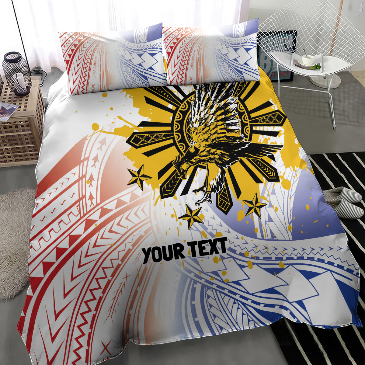 Philippines Independence Day Bedding Set Eagle Mix Filipino Flag Tribal Style