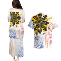 Philippines Independence Day Couples Matching Puletasi and Hawaiian Shirt Eagle Mix Filipino Flag Tribal Style