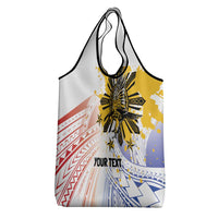Philippines Independence Day Grocery Bag Eagle Mix Filipino Flag Tribal Style