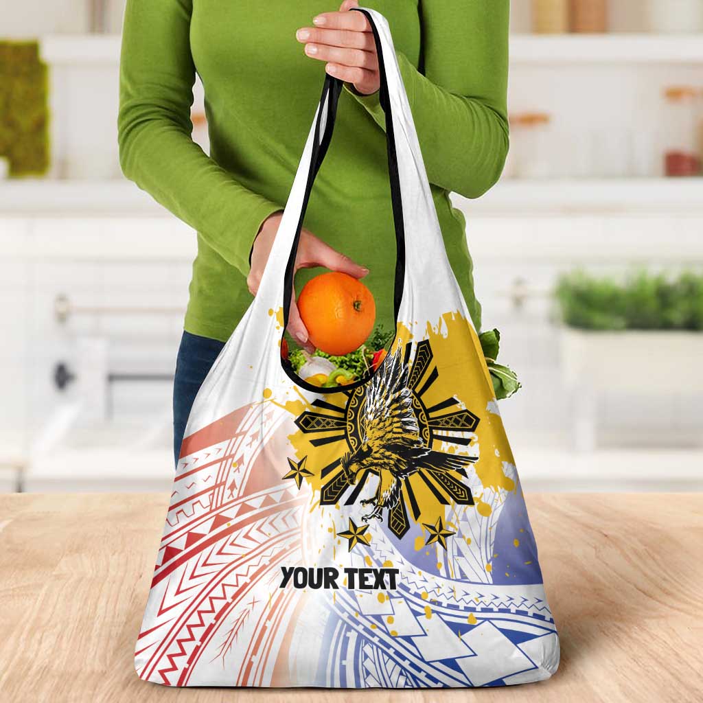 Philippines Independence Day Grocery Bag Eagle Mix Filipino Flag Tribal Style