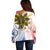 Philippines Independence Day Off Shoulder Sweater Eagle Mix Filipino Flag Tribal Style