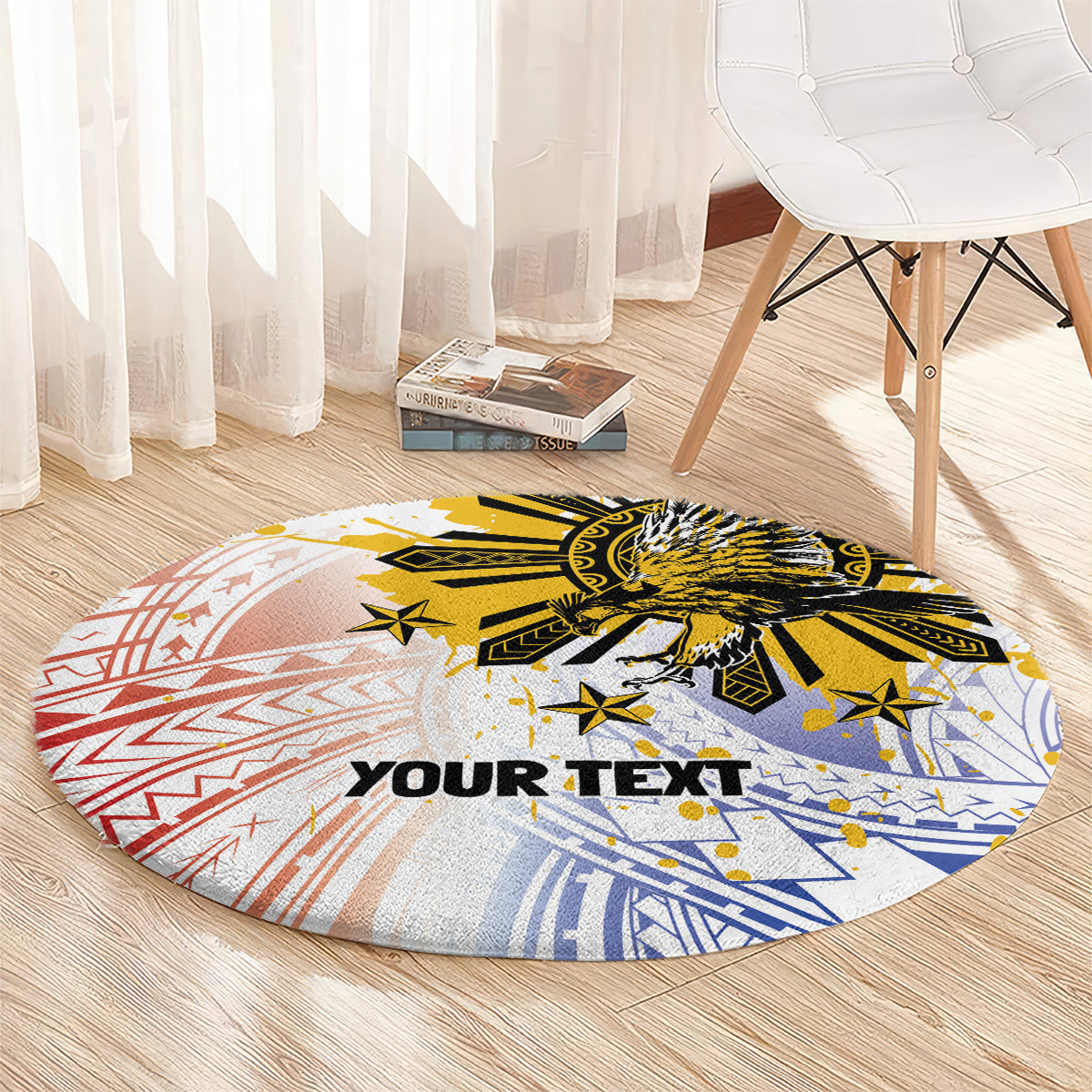 Philippines Independence Day Round Carpet Eagle Mix Filipino Flag Tribal Style