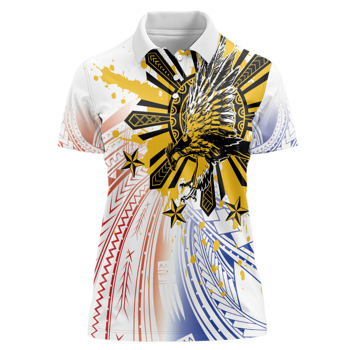 Philippines Independence Day Women Polo Shirt Eagle Mix Filipino Flag Tribal Style