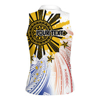 Philippines Independence Day Women Sleeveless Polo Shirt Eagle Mix Filipino Flag Tribal Style