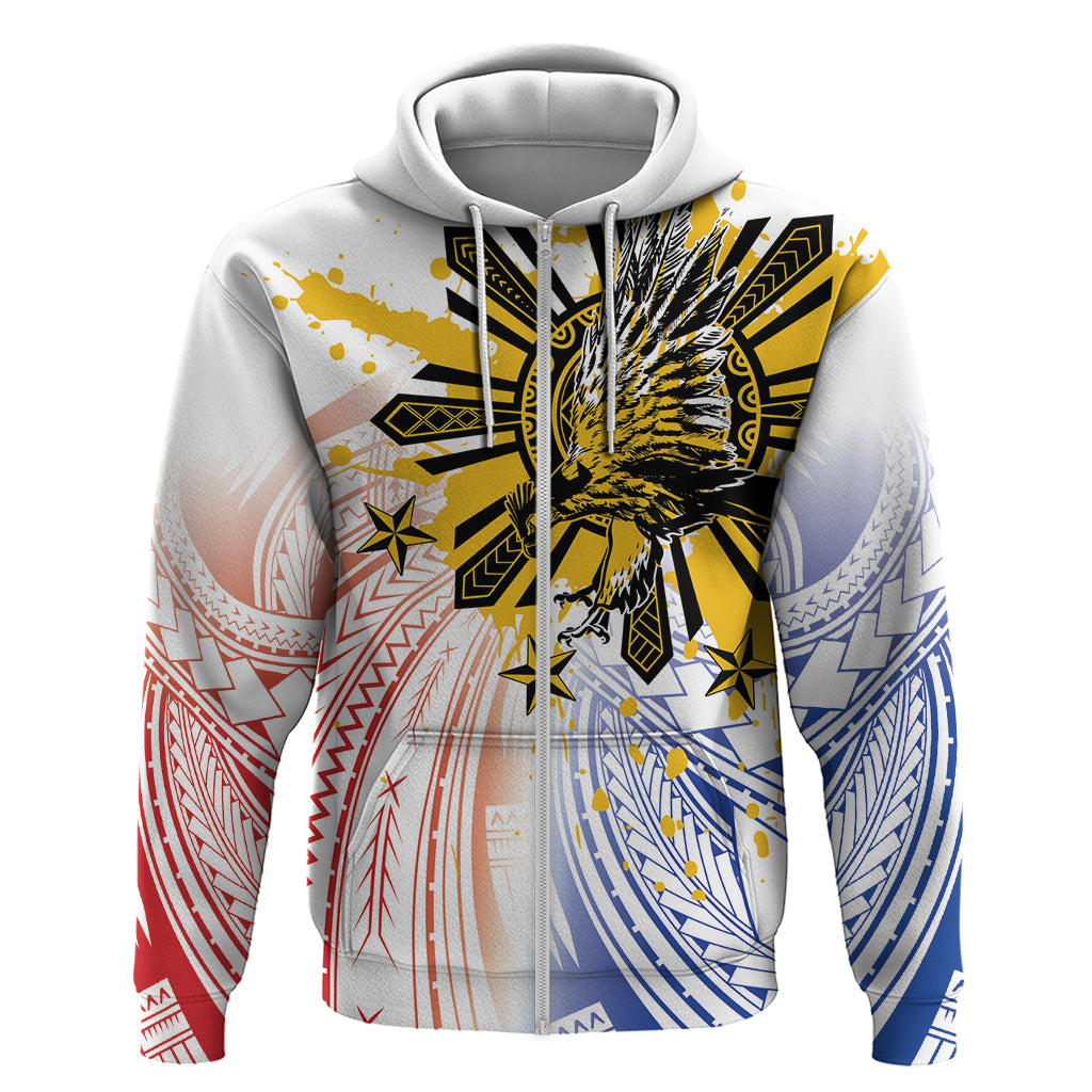 Philippines Independence Day Zip Hoodie Eagle Mix Filipino Flag Tribal Style