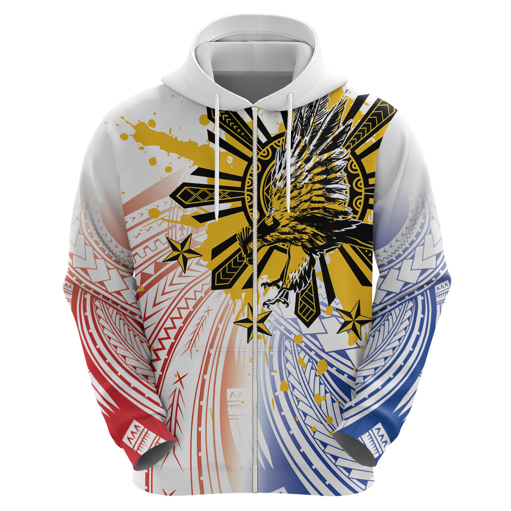 Philippines Independence Day Zip Hoodie Eagle Mix Filipino Flag Tribal Style