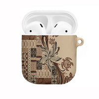 Talofa Samoa Mamanu Siapo Mix Malu AirPods Case Classic Beige Frangipani and Turtles