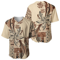 Talofa Samoa Mamanu Siapo Mix Malu Baseball Jersey Classic Beige Frangipani and Turtles LT7 - Polynesian Pride