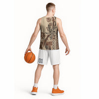 Talofa Samoa Mamanu Siapo Mix Malu Basketball Jersey Classic Beige Frangipani and Turtles