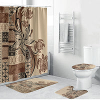 Talofa Samoa Mamanu Siapo Mix Malu Bathroom Set Classic Beige Frangipani and Turtles