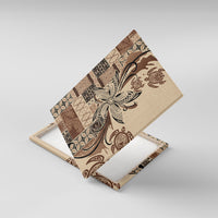 Talofa Samoa Mamanu Siapo Mix Malu Canvas Wall Art Classic Beige Frangipani and Turtles LT7 With Frame Beige - Polynesian Pride