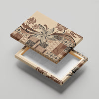 Talofa Samoa Mamanu Siapo Mix Malu Canvas Wall Art Classic Beige Frangipani and Turtles LT7 - Polynesian Pride