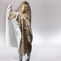 Talofa Samoa Mamanu Siapo Mix Malu Hooded Blanket Classic Beige Frangipani and Turtles