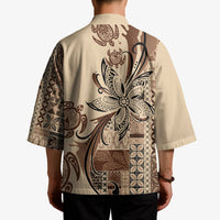 Talofa Samoa Mamanu Siapo Mix Malu Kimono Classic Beige Frangipani and Turtles LT7 - Polynesian Pride