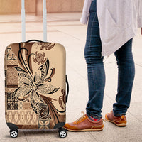 Talofa Samoa Mamanu Siapo Mix Malu Luggage Cover Classic Beige Frangipani and Turtles LT7 Beige - Polynesian Pride