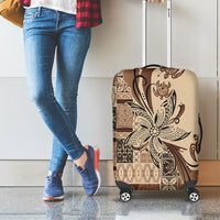 Talofa Samoa Mamanu Siapo Mix Malu Luggage Cover Classic Beige Frangipani and Turtles LT7 - Polynesian Pride
