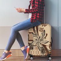 Talofa Samoa Mamanu Siapo Mix Malu Luggage Cover Classic Beige Frangipani and Turtles LT7 - Polynesian Pride