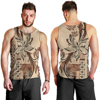 Talofa Samoa Mamanu Siapo Mix Malu Men Tank Top Classic Beige Frangipani and Turtles