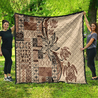 Talofa Samoa Mamanu Siapo Mix Malu Quilt Classic Beige Frangipani and Turtles LT7 - Polynesian Pride