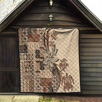 Talofa Samoa Mamanu Siapo Mix Malu Quilt Classic Beige Frangipani and Turtles LT7 - Polynesian Pride