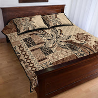 Talofa Samoa Mamanu Siapo Mix Malu Quilt Bed Set Classic Beige Frangipani and Turtles LT7 - Polynesian Pride