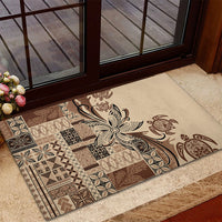 Talofa Samoa Mamanu Siapo Mix Malu Rubber Doormat Classic Beige Frangipani and Turtles LT7 - Polynesian Pride
