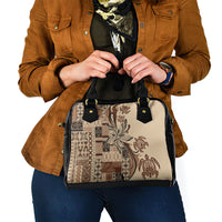 Talofa Samoa Mamanu Siapo Mix Malu Shoulder Handbag Classic Beige Frangipani and Turtles LT7 - Polynesian Pride