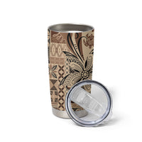Talofa Samoa Mamanu Siapo Mix Malu Tumbler Cup Classic Beige Frangipani and Turtles LT7 - Polynesian Pride