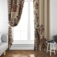 Talofa Samoa Mamanu Siapo Mix Malu Window Curtain Classic Beige Frangipani and Turtles