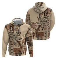 Talofa Samoa Mamanu Siapo Mix Malu Zip Hoodie Classic Beige Frangipani and Turtles