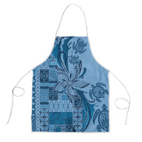 Talofa Samoa Mamanu Siapo Mix Malu Apron Cool Blue Frangipani and Turtles