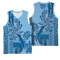 Talofa Samoa Mamanu Siapo Mix Malu Basketball Jersey Cool Blue Frangipani and Turtles