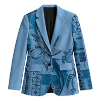 Talofa Samoa Mamanu Siapo Mix Malu Blazer Cool Blue Frangipani and Turtles