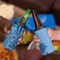 Talofa Samoa Mamanu Siapo Mix Malu 4 in 1 Can Cooler Tumbler Cool Blue Frangipani and Turtles
