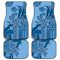 Talofa Samoa Mamanu Siapo Mix Malu Car Mats Cool Blue Frangipani and Turtles