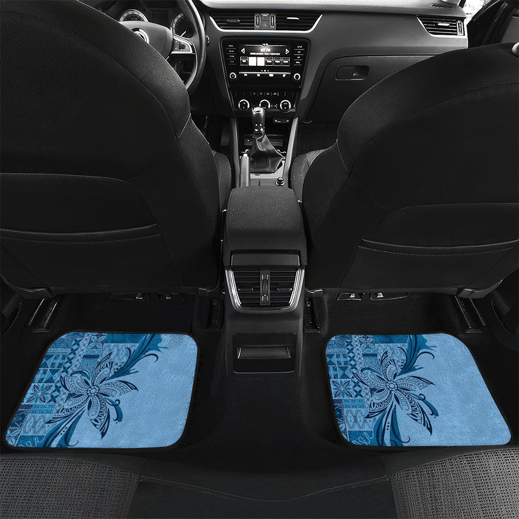Talofa Samoa Mamanu Siapo Mix Malu Car Mats Cool Blue Frangipani and Turtles