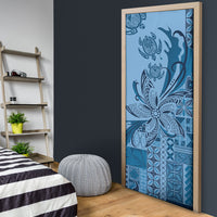 Talofa Samoa Mamanu Siapo Mix Malu Door Cover Cool Blue Frangipani and Turtles