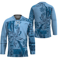 Talofa Samoa Mamanu Siapo Mix Malu Hockey Jersey Cool Blue Frangipani and Turtles
